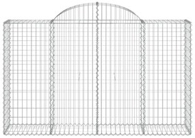 Συρματοκιβώτια Τοξωτά 15 τεμ. 200x50x120/140 εκ. Γαλβαν. Ατσάλι - Ασήμι