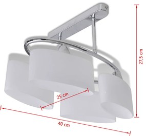 Φωτιστικό Οροφής με Λευκό Ελλειψοειδές Κρύσταλλο 4φωτο Ε14