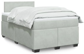 vidaXL Κρεβάτι Boxspring με Στρώμα Ανοιχτό Γκρι 120x200 εκ. Βελούδινο