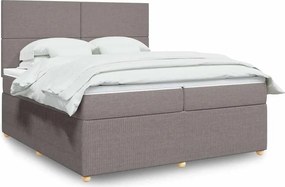 vidaXL Κρεβάτι Boxspring με Στρώμα Taupe 200x200 εκ. Υφασμάτινο