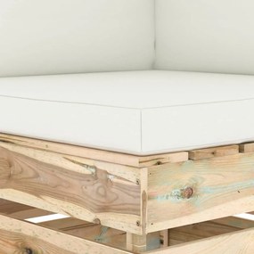 vidaXL Καναπές Γωνιακός Τμηματικός Πράσινο Εμποτισμένο Ξύλο +Μαξιλάρια