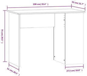 Γραφείο Γκρι Σκυροδέματος 100x55x75 εκ. Επεξεργασμένο Ξύλο - Γκρι