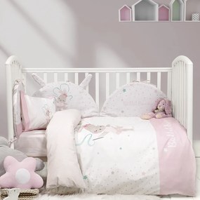 Σεντόνια Κούνιας (Σετ) Nima Baby Ballet Bunny Ροζ Χωρίς Λάστιχο 120x170