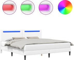 vidaXL Σκελετός Κρεβατιού με κεφαλάρι Λευκό 200 x 200 cm Τεχνητό Δέρμα