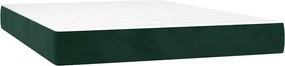 vidaXL Κρεβάτι Boxspring με Στρώμα &amp; LED Σκ. Πράσινο 140x200εκ Βελούδο