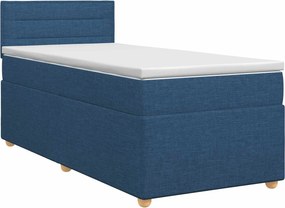 vidaXL Κρεβάτι box spring με στρώμα Μπλε 90 x 200 cm Ύφασμα