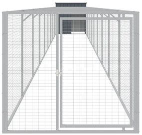 vidaXL Σπιτάκι Σκύλου με Αυλή Ανθρακί 110x1017x110 εκ. Γαλβαν. Χάλυβας