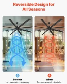 VEVOR 244 cm Aluminum Ceiling Fan Without Light Remote Control DC Motor Black