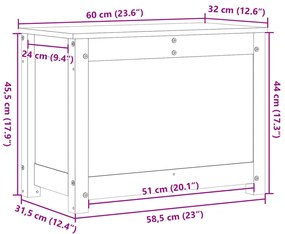 Κουτί Αποθήκευσης Μαύρο 60x32x45,5 εκ από Μασίφ Ξύλο Πεύκου - Μαύρο