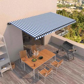 vidaXL Τέντα Συρόμενη Χειροκίνητη Μπλε / Λευκό 500x350 εκ.