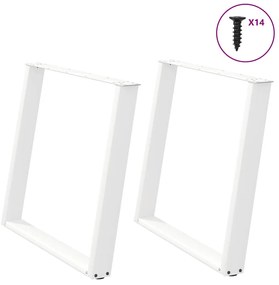vidaXL Πόδια Τραπεζαρίας σε Σχήμα U 2 τεμ. Λευκά 100x(72-73) εκ. Ατσάλι