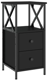 vidaXL Κομοδίνα 2 Τεμ. Μαύρα 34 x 35,5 x 70 εκ. από Επεξεργασμένο Ξύλο