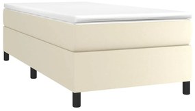 vidaXL Κρεβάτι Boxspring με Στρώμα Κρεμ 100x200εκ. από Συνθετικό Δέρμα