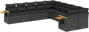 vidaXL Patio Sofa Set 10-θέσια Black