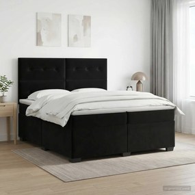 vidaXL Κρεβάτι box spring με στρώμα Μαύρο 200 x 200 cm Βελούδο