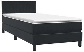 Box Spring Κρεβάτι με στρώμα Μαύρο 100x210 cm Βελούδινο - Μαύρο