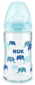Μπιμπερό Γυάλινο Σιλικόνης First Choice Plus 10745124 Temperature Control 240ml 0-6 Μηνών Blue Nuk 240ml Glass,Silicon
