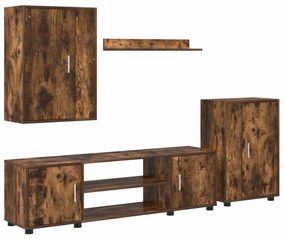 Σετ επίπλου τηλεόρασης 4 pcs Καπνιστή Σημίδα Επεξεργασμένο ξύλο