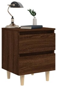 vidaXL Κομοδίνο Καφέ Δρυς 40 x 35 x 50 εκ. με Μασίφ Ξύλινα Πόδια