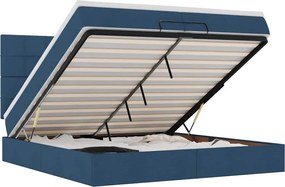 vidaXL Οθωμανικό κρεβάτι με στρώματα &amp; LEDs Μπλε 200x200cm ύφασμα