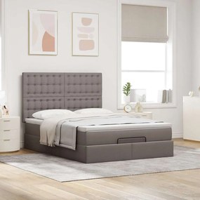 vidaXL Οθωμανικό κρεβάτι με στρώμα Taupe 140x200cm ύφασμα