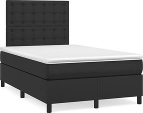 vidaXL Κρεβάτι Boxspring με Στρώμα Μαύρο 120 x 200 εκ. Συνθετικό Δέρμα