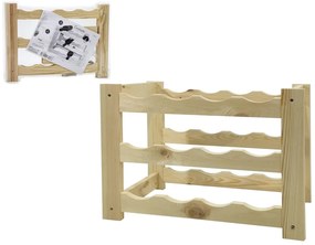 Μπουκαλοθήκη 12 Θέσεων Φυσικό Ξύλο 49x23x36cm