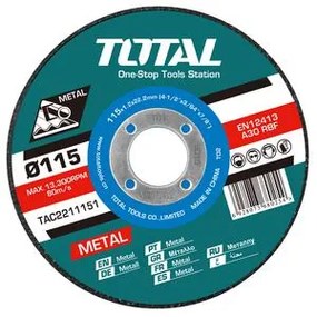 TOTAL TAC2211155 Δίσκος Κοπής Μετάλλου / Inox 115 Χ 1.2mm Σε Μεταλλικό Κουτάκι