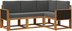 vidaXL Σειρά Καναπέ Εξωτερικού 4 pcs Φυσικό και Ανθρακί Πολυεστέρας