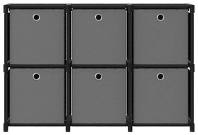 Ραφιέρα με 6 Κύβους &amp; Κουτιά Μαύρη 103x30x72,5 εκ. Υφασμάτινη - Μαύρο