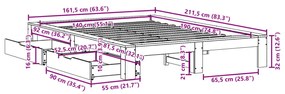 Σκελετός Κρεβατιού Χωρίς Στρώμα 140x190 εκ Μασίφ Ξύλο Πεύκου - Καφέ