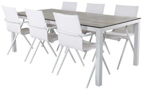 Τραπέζι εξωτερικού χώρου Dallas 669, HPL, 75x100cm, 38 kg, Άσπρο, Γκρι, Μέταλλο | Epipla1.gr