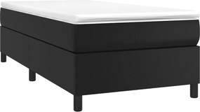 vidaXL Κρεβάτι Boxspring με Στρώμα Μαύρο 80 x 200 εκ. Συνθετικό Δέρμα