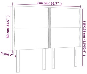 vidaXL Κεφαλάρι Κρεβατιού LED Ανοιχτό Γκρι 144x5x118/128 εκ. Βελούδινο