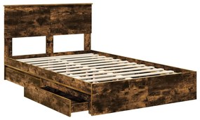 vidaXL Κρεβάτι Αποθήκης Καπνιστό Δρύς 120 x 190 cm Επεξεργασμένο ξύλο