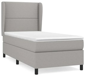 vidaXL Κρεβάτι Boxspring με Στρώμα Ανοιχτό Γκρι 80x200 εκ. Υφασμάτινο