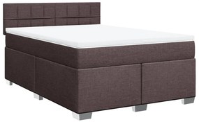 vidaXL Κρεβάτι Boxspring με Στρώμα Σκούρο Καφέ 140x200 εκ Υφασμάτινο