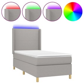 ΚΡΕΒΑΤΙ BOXSPRING ΜΕ ΣΤΡΩΜΑ &amp; LED ΑΝ.ΓΚΡΙ 90X200 ΕΚ. ΥΦΑΣΜΑΤΙΝΟ 3138685