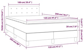 Κρεβάτι Boxspring με Στρώμα &amp; LED Σκ.Γκρι 120x200 εκ Υφασμάτινο  - Γκρι