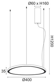 ΚΡΕΜΑΣΤΟ ΦΩΤΙΣΤΙΚΟ LED 36W 3000K 2700LM HARMONY ΧΡΥΣΟ ΑΛΟΥΜΙΝΙΟ IP20 D42XH120CM - 21W - 50W - BR97LEDP40GD