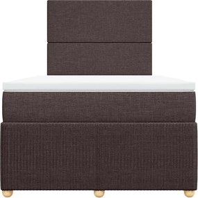 vidaXL Κρεβάτι Boxspring με Στρώμα Σκούρο Καφέ 120x200 εκ. Υφασμάτινο