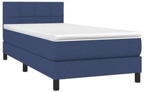vidaXL Κρεβάτι Boxspring με Στρώμα Μπλε 100 x 200 εκ. Υφασμάτινο