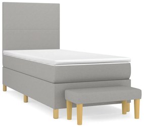 vidaXL Κρεβάτι Boxspring με Στρώμα Ανοιχτό Γκρι 100x200 εκ. Υφασμάτινο