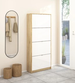 Insi Shoes παπουτσοθήκη με 4 πτυσσόμενες πόρτες ( έως 24 ζευγάρια παπούτσια ) 70,3x24x162εκ. Λευκό / Δρυς 0171.TV70