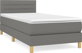 vidaXL Κρεβάτι Boxspring με Στρώμα Σκούρο Γκρι 90x190 εκ. Υφασμάτινο