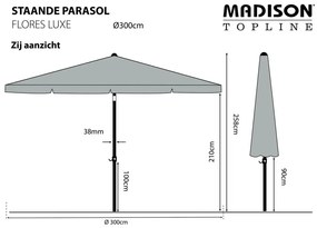 Madison Ομπρέλα Κήπου Flores Luxe Στρογγυλή Πράσινο Φασκόμηλου 300 εκ.