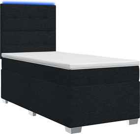 vidaXL Κρεβάτι box spring με στρώμα Μαύρο 80 x 200 cm Ύφασμα