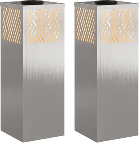 vidaXL Ηλιακό LED Φως Δρόμου 2 pcs Ασημί Ανοξείδωτο ατσάλι