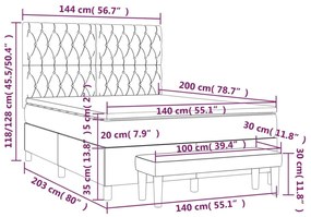 Κρεβάτι Boxspring με Στρώμα Σκούρο Καφέ 140x200 εκ Υφασμάτινο - Καφέ