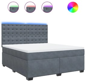 vidaXL Κρεβάτι Boxspring με Στρώμα Σκούρο Γκρι 180x200 εκ. Βελούδινο